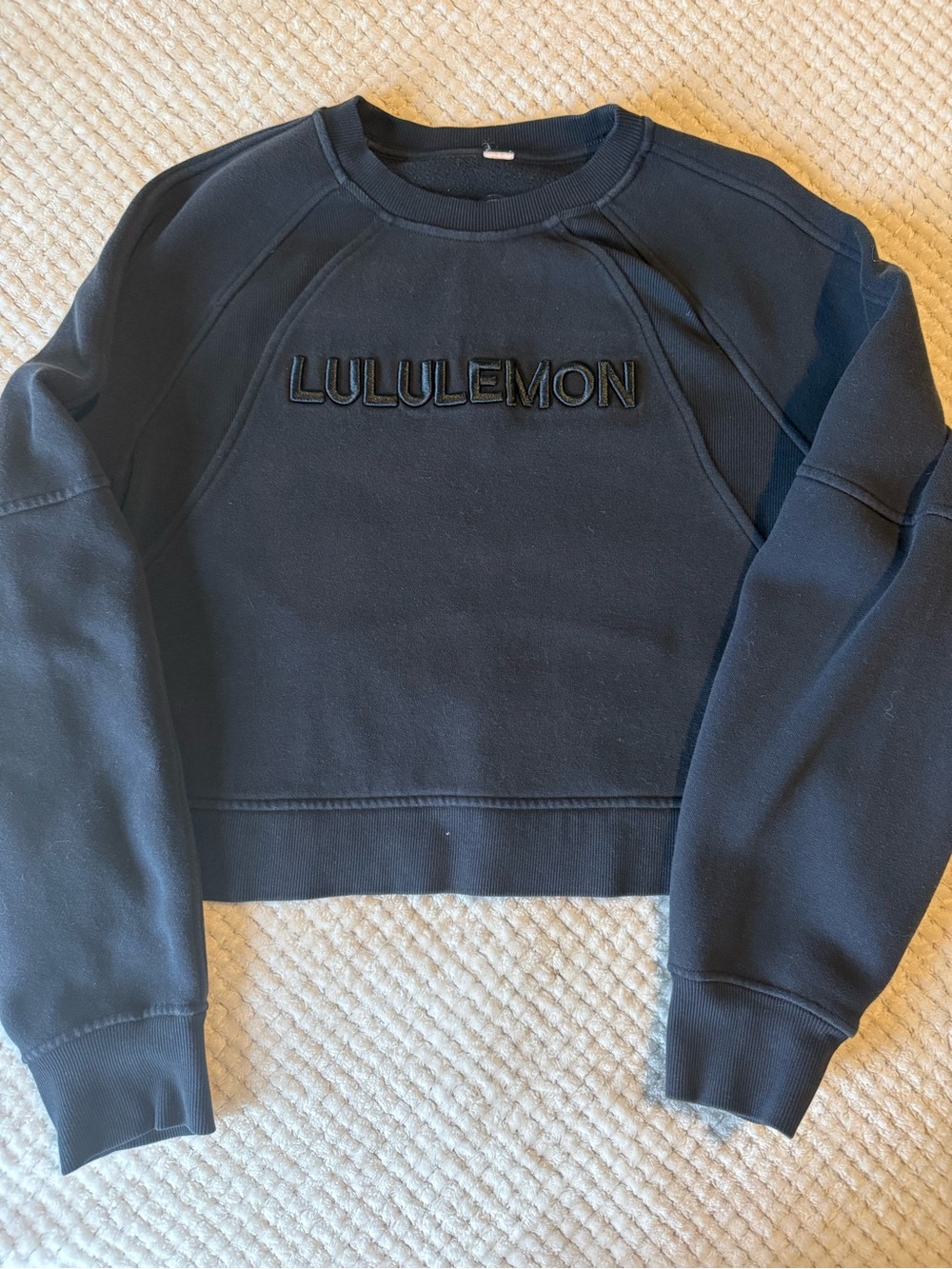 lululemon athletica Black Cropped Logo Crewneck Sweatshirt